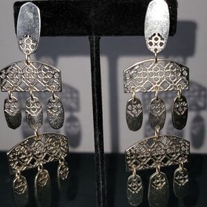 Kendra Scott Silver Filigree Chandelier Earrings
